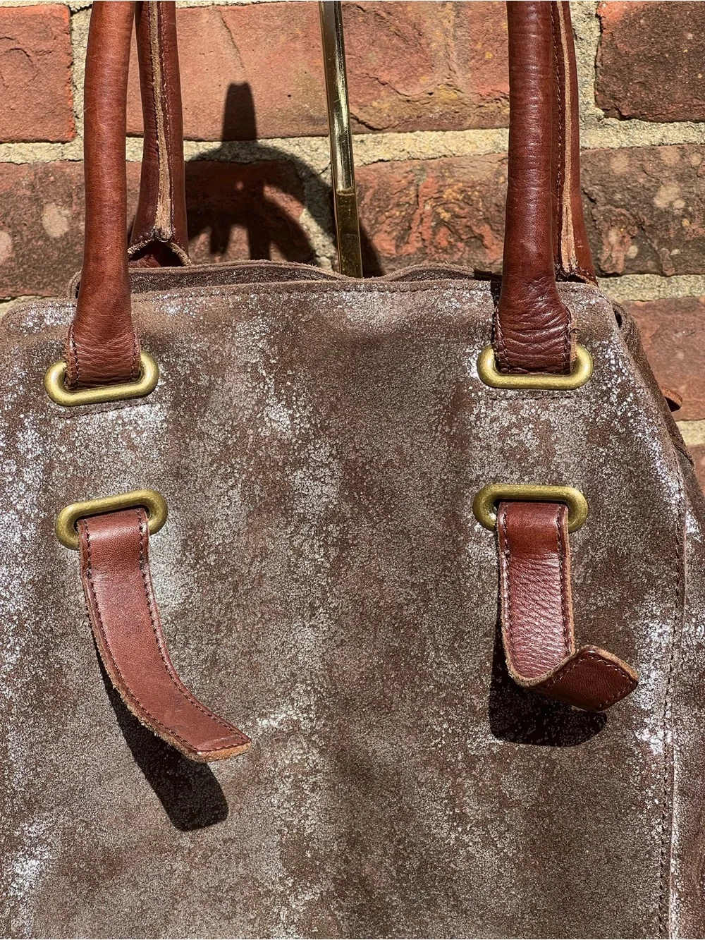 Anthropologie HOLDING HORSES Shimmer Metallic Leather Hobo Bag Boho Slouchy